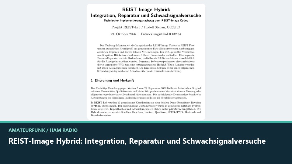 Vorschaubild: REIST-Image Hybrid: Integration, Reparatur und Schwachsignalversuche