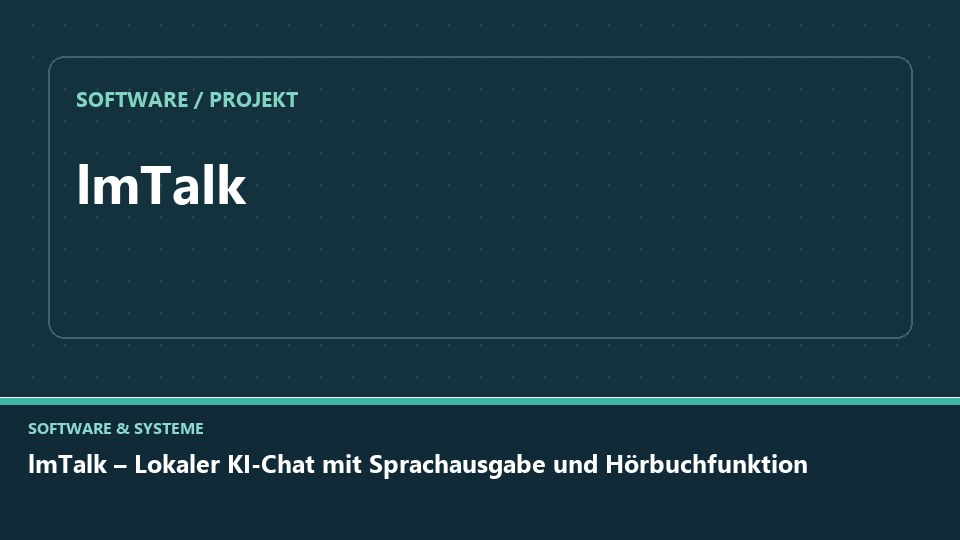 Vorschaubild: lmTalk – Lokaler KI-Chat mit Sprachausgabe und Hörbuchfunktion