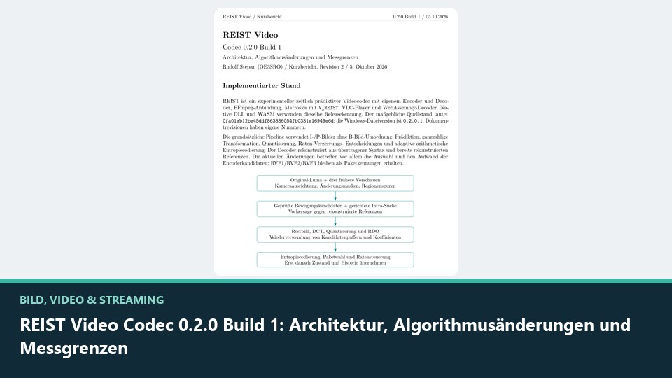 Vorschaubild: REIST Video Codec 0.2.0 Build 1: Architektur, Algorithmusänderungen und Messgrenzen